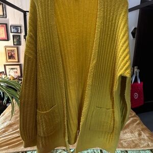 Woven Heart Mustard Yellow Cardigan